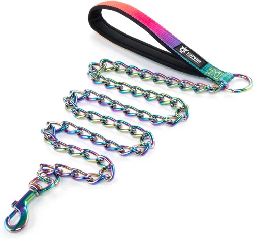 Vista 11 de TSPRO Correa de perro a prueba de mordeduras de acero inoxidable para perro, cadena de metal, correa de entrenamiento para perros con mango suave