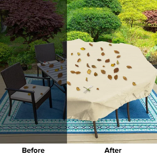 Vista 53 de Fundas para muebles de patio, impermeables, resistentes a los rayos UV, resistentes a los rayos UV, para exteriores, mesa redonda y rectangular