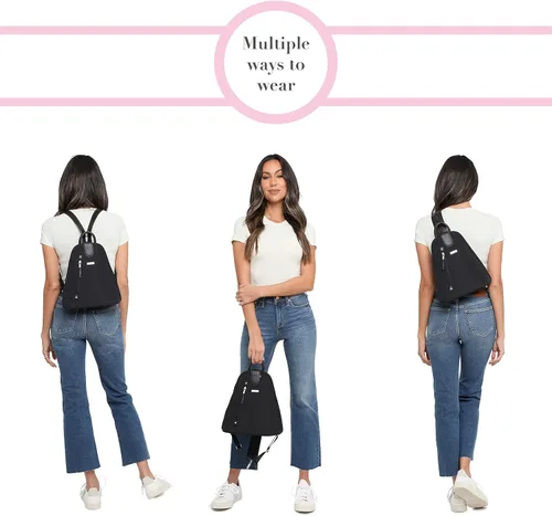 Vista 7 de Baggallini Mochila Metro para mujer con pulsera RFID para teléfono, Guepardo negro, talla única