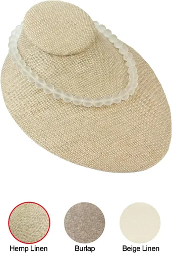 Vista 6 de MOOCA Juego de 2 piezas de collar de lino texturizado para exhibición de bustos, exhibición de joyas, collar, cadena de joyería, soporte
