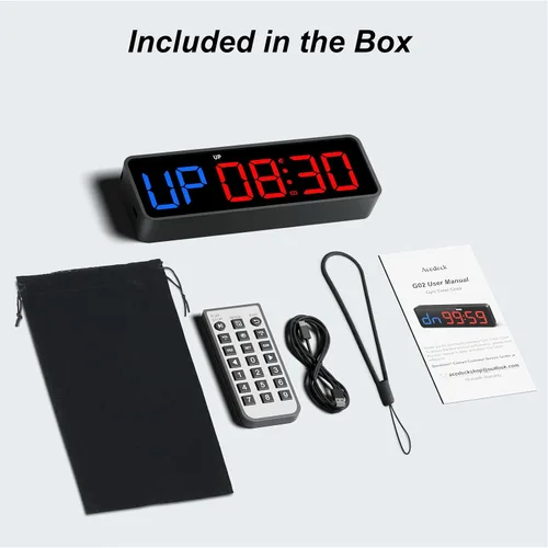 Vista 9 de Acedeck Reloj temporizador portátil para gimnasio: reloj digital de fitness con imán fuerte - Control remoto para entusiastas del fitness - Batería