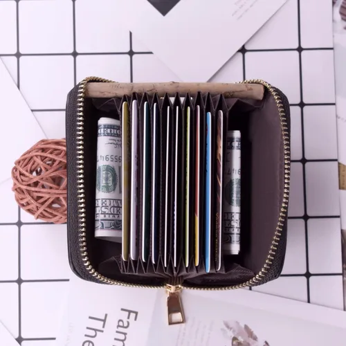 Vista 7 de Abc Story Cute piel órgano monedas Key Billetera Titular de la tarjeta cartera con cierre para mujer