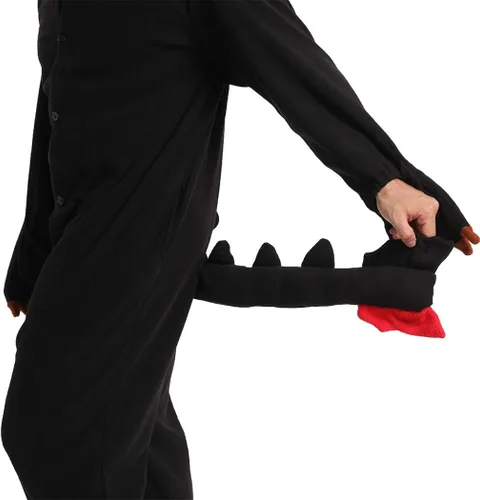 Vista 6 de dressfan Mameluco de dragón de animal disfraz de Navidad Halloween pijamas unisex para adultos adolescentes blanco y negro Blanco