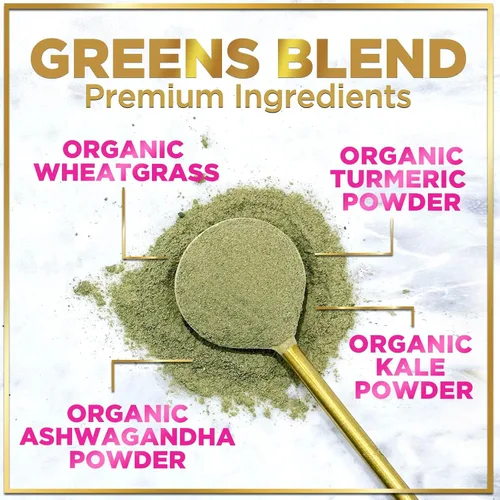 Vista 5 de Hello Lovely! Greens Superfood Powder - 7 grupos de alimentos Powerhouse - Mezcla de jugo premium con espirulina y clorella - Mezcla diaria