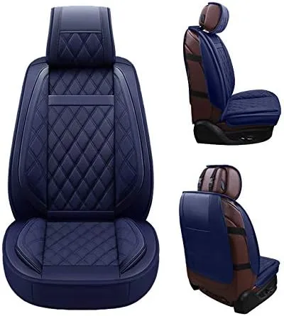 Vista 2 de OASIS AUTO - Fundas de piel sintética para asiento de automóvil, ajuste universal para auto de 5 pasajeros y SUV, set de accesorios para interiores