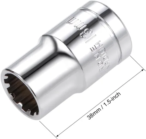 Vista 2 de uxcell 1/2-inch Drive E13 Universal Spline Socket poco profundo 12 puntos Cr-V Acero 2 Pcs