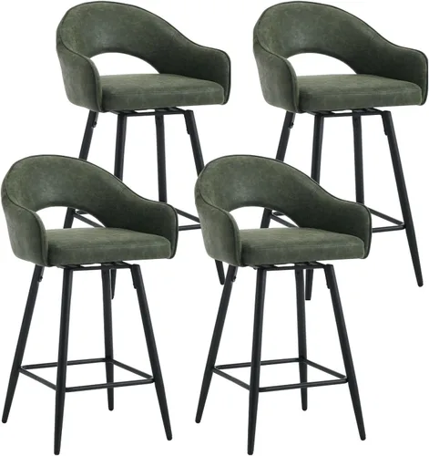 Vista 10 de DUOMAY Juego de 2 taburetes de bar giratorios, modernos taburetes de altura de mostrador de 26 pulgadas, silla de isla de cocina tapizada de Blanco