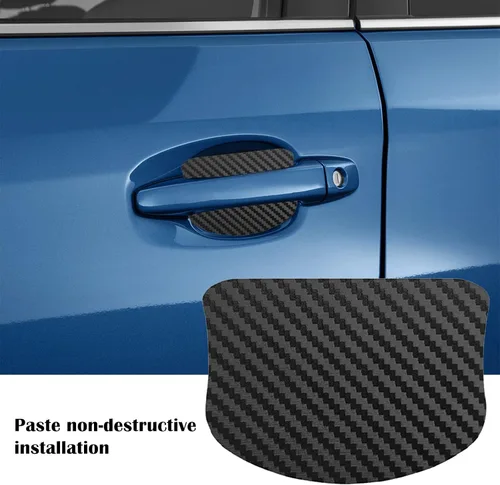 Vista 4 de kingsea 4 protectores de arañazos para manija de puerta de automóvil, textura magnética extraíble de fibra de carbono 3D, textura de fibra