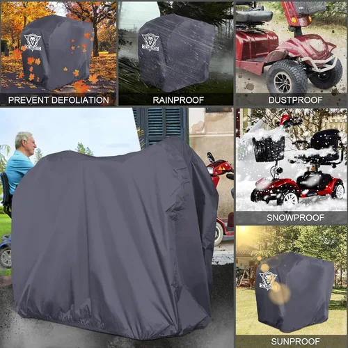 Vista 6 de XYZCTEM Funda de Almacenamiento para Scooter de Movilidad, Poliéster Oxford 420D Resistente de Servicio Pesado, Impermeable, Duradera, Resistente a