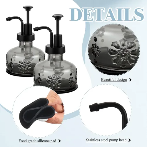 Vista 3 de Tioncy Dispensador de jabón antiguo para cocina, baño, encimera, dispensador de bomba de jabón de vidrio, contenedor pequeño rústico recargable