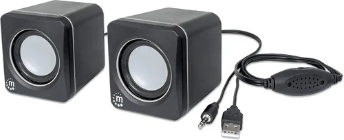 Vista 7 de MANHATTAN Sistema de altavoces estéreo con alimentación USB - Tamaño pequeño - con control de volumen y conector de audio de 3.5 mm para conectar a