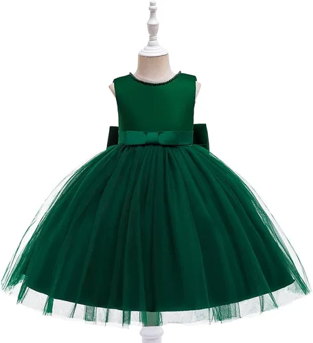 Vista 4 de LIVFME Vestidos de niña con flores, vestidos de fiesta para cumpleaños, bodas, desfiles, encaje, acampanado, tutú de tul, vestido para niños pequeños