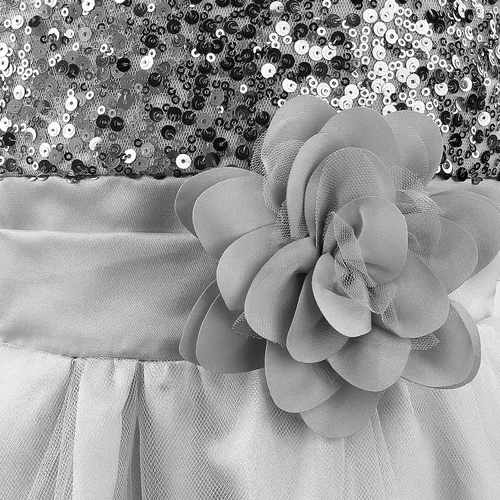 Vista 4 de Acecharming - Vestido de fiesta para niñas con lentejuelas y flores para dama de honor, vestido de fiesta de tul de boda de 3 a 10 años