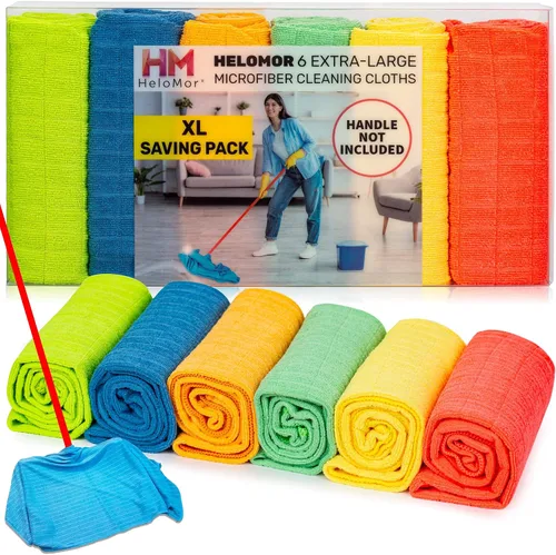 Vista 10 de HELOMOR 3 paños de limpieza de microfibra extra grandes, toallas de piso de 30 x 18 pulgadas para trapeador de escobilla de goma, trapos de limpieza