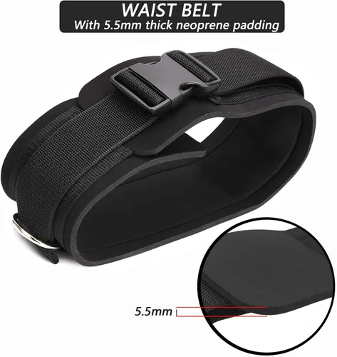 Vista 11 de LOOEEL Adjustable Waist Belt Soft Neoprene Padded Belt with 2 Movable Rings for Cable Machines Fitness Exercise Speed Agility Resistance Training