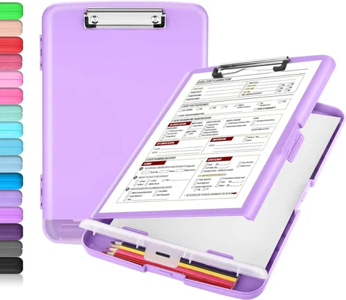 Vista 29 de Sooez - Sujetapapeles de documentos clínicos con almacenamiento, sujetapapeles de plástico resistente, de alta capacidad, con soporte para bolígrafo