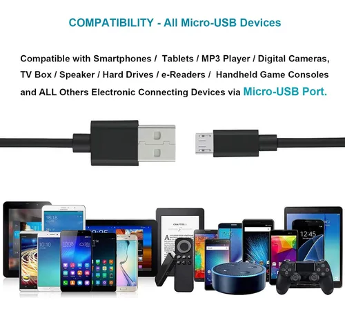 Vista 3 de MaxLLTo Cable micro USB, cable de carga micro USB para Android de 6 pies, compatible con Samsung HTC One A9, HTC ONE M9/M8/E8, One Remix, HTC Desire