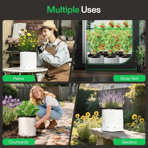 Vista 7 de VIVOSUN Paquete de 50 bolsas de cultivo de 1 galón para plantas, contenedores de película de panda en blanco y negro, bolsa de plástico gruesa