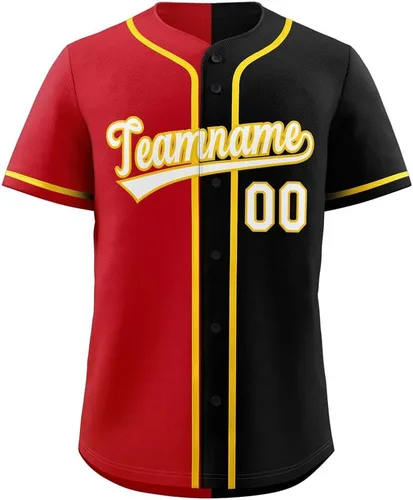 Vista 32 de Camiseta de béisbol dividida personalizada con botones y número de nombre cosido personalizado para hombres/mujeres/niños