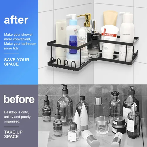 Vista 4 de Organizador de ducha esquinero, estantes de baño adhesivos colgantes, organizadores de baño y almacenamiento para ducha interior, accesorios