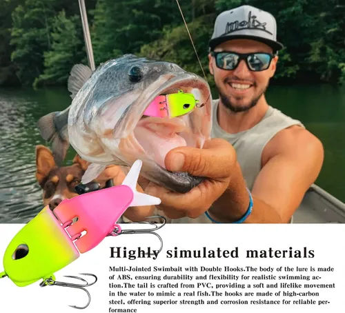 Vista 6 de Paquete de 7 Mini Cebo Deslizante, Cebo Deslizante Raptor, Señuelos de Pesca Swimbait para Agua Dulce y Salada, Increíble Regalo de Equipo de Pesca