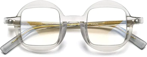 Vista 4 de HEPIDEM Marco de lentes de acetato para hombre, lentes ópticos retro redondos cuadrados