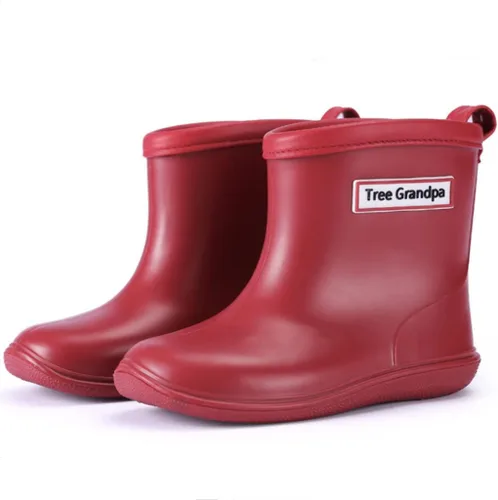 Vista 8 de Botas de lluvia para bebés, botas de lluvia cortas para niños pequeños, fáciles de poner, ligeras e impermeables Azul