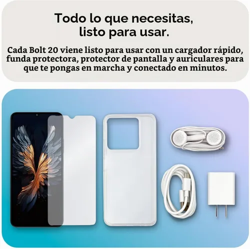 Vista 7 de Bolt 20, teléfono Android desbloqueado, 2025, garantía de EE. UU., 256GB, negro Dual SIM, Smartphone, Android 14, 5000mAh, Pantalla HD+ de 6.75