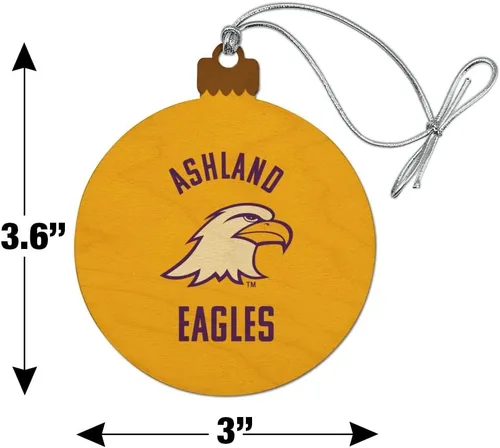 Vista 6 de GRAPHICS & MORE Ashland University Eagles Logo Madera Árbol de Navidad Adorno de vacaciones