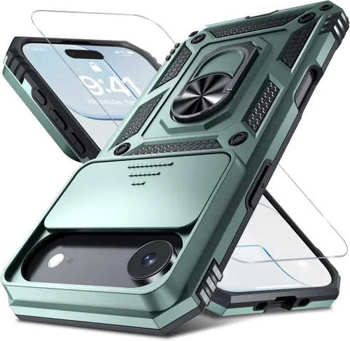 Vista 84 de Janmitta Funda para iPhone 8 Plus/7 Plus/6 Plus, Cubierta de Teléfono con Cubierta Deslizante Integrada para Lente de Cámara + Protector
