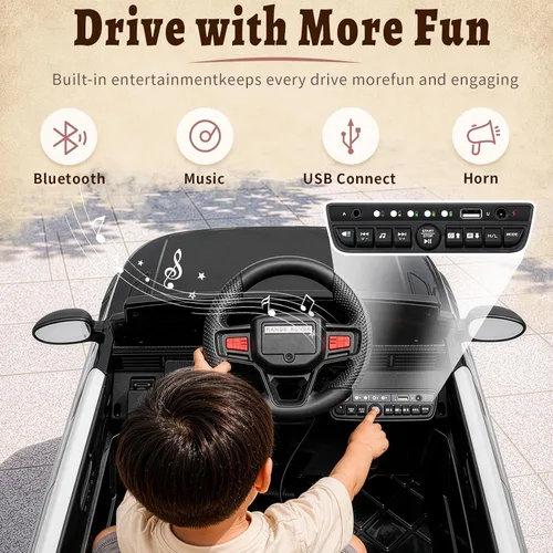Vista 4 de Vehículo de policía eléctrico Land Rover de 12 V con control remoto Negro