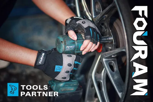 Vista 6 de FOUR-AM Guantes de trabajo para hombre, guantes mecánicos sin dedos, antichoque, anticolisión para hombres y mujeres