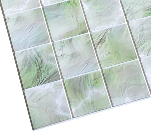 Vista 4 de Dundee Deco All Shades of Green - Panel de pared 3D de PVC con perlas sintéticas, 3.2 pies x 1.6 pies (37.8 in x 18.9 in), diseño de interiores