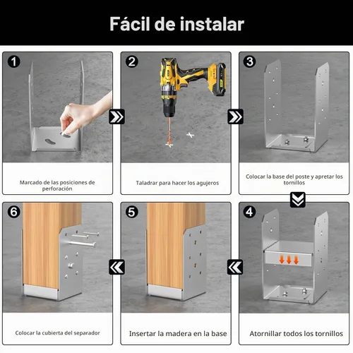 Vista 6 de FMhotu Base de poste de 4 x 4 pulgadas, 2 soportes de anclaje ajustables de acero inoxidable (interno 3.5 x 3.5), base de poste ajustable