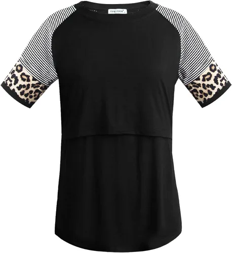 Vista 7 de Smallshow Camisas de lactancia para mujer, manga corta de retazos