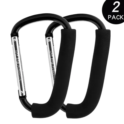Vista 10 de Funbliss Ganchos para cochecito de bebé, paquete de 2 clips grandes de 6.6 pulgadas, práctico organizador de ganchos para bolsas de pañales, ropa