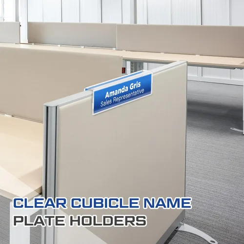 Vista 2 de Cinnvoice 10 soportes para placa de identificación de cubículo de 2.25 pulgadas, a granel, transparentes, de doble cara, para puertas de biblioteca