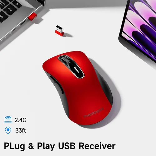 Vista 11 de memzuoix Ratón inalámbrico de 2.4G, mouse de computadora de 1400 DPI con receptor USB, ratones USB inalámbricos portátiles a batería para laptop