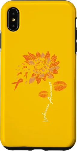 Vista 11 de iPhone 16 Leukemia Blood Cancer Awareness Orange Ribbon Sunflower Case