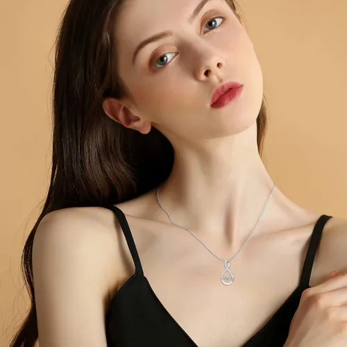 Vista 4 de Collar con colgante infinito para mujer, plata de ley 925, collares de piedra natal brillante, aniversario, cumpleaños, joyería fina, regalos