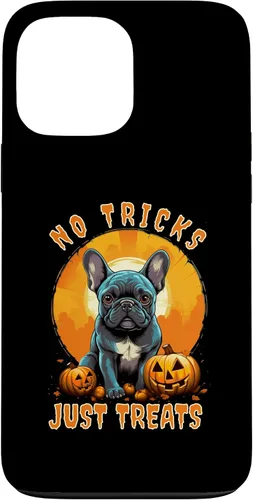 Vista 23 de iPhone 16 No Tricks Just Treats French Bulldog Halloween Frenchie Case