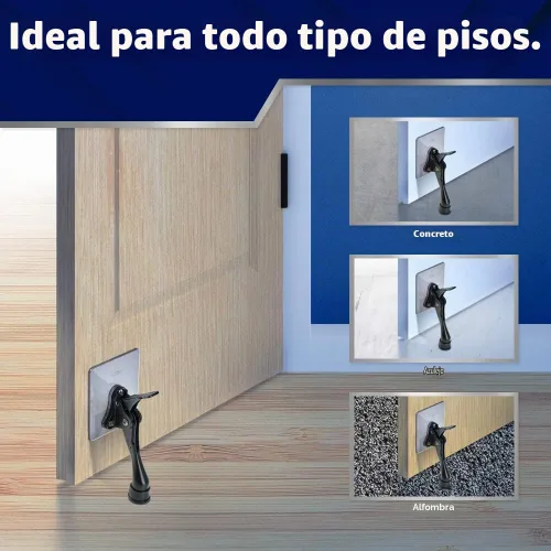 Vista 3 de HOME&I - Tope de puerta con placa de montaje autoadhesiva grande, tope de puerta ajustable resistente, sin taladro, soporte de puerta montado