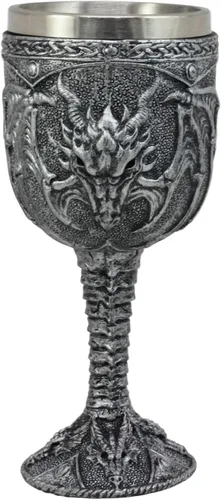 Vista 2 de Ebros - Figura medieval de fantasía, Ridley, dragón de fuego abrasador, copa de vino, bebida, cáliz, como medieval renacentista, fantasía