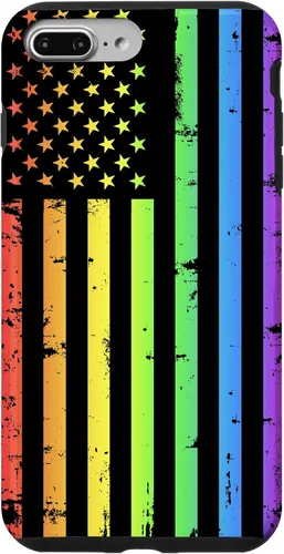Vista 12 de Funda LGBT para iPhone 17 con diseño de bandera estadounidense arcoíris