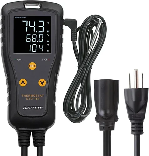 Vista 6 de Controlador de temperatura y humedad - Termostato enchufable y humidistato para reptiles e invernaderos - Controlador electrónico precableado