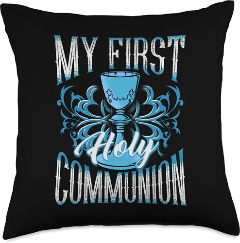 Vista 5 de Comunion Tees NYC My First Holy Comunion Gift Kids Cáliz Girls Blue Boys Throw Pillow, 15.7 x 15.7 in, multicolor