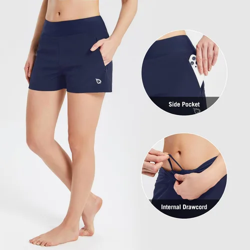 Vista 2 de BALEAF Traje de baño para mujer, de 3 a 5 pulgadas, de secado rápido, cintura alta, UPF 50+, con forro