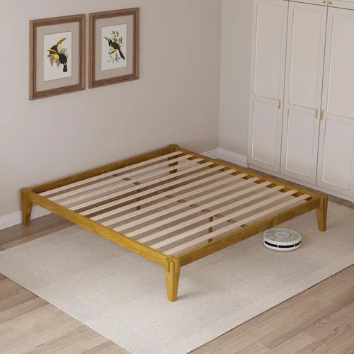 Vista 8 de Bme Chalipa Marco de Cama King de 14" - Plataforma de Cama de Madera Maciza - Marco de Cama de Carpintería Japonesa - Soporte de Listones de Madera