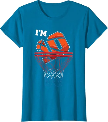 Vista 108 de Camiseta de regalo de cumpleaños con red de baloncesto de 10 años, Negro
