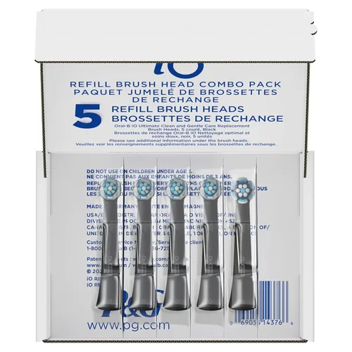 Vista 9 de Oral-B iO Ultimate Clean Cabezales de cepillo de repuesto, 5 unidades, 4 Ultimate Clean + 1 Encías y Sensible Negro